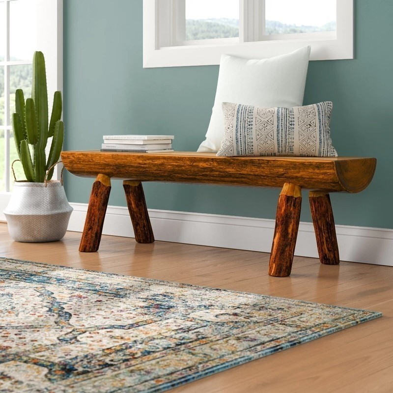 Half Log Wood Bench