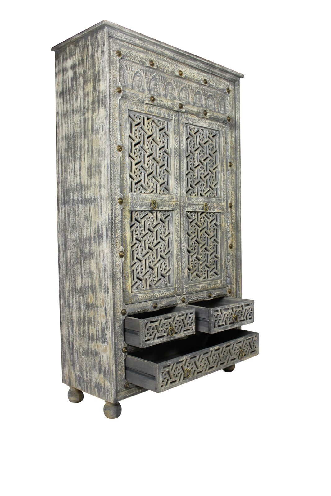 Hand Carved TV Armoire With Doors