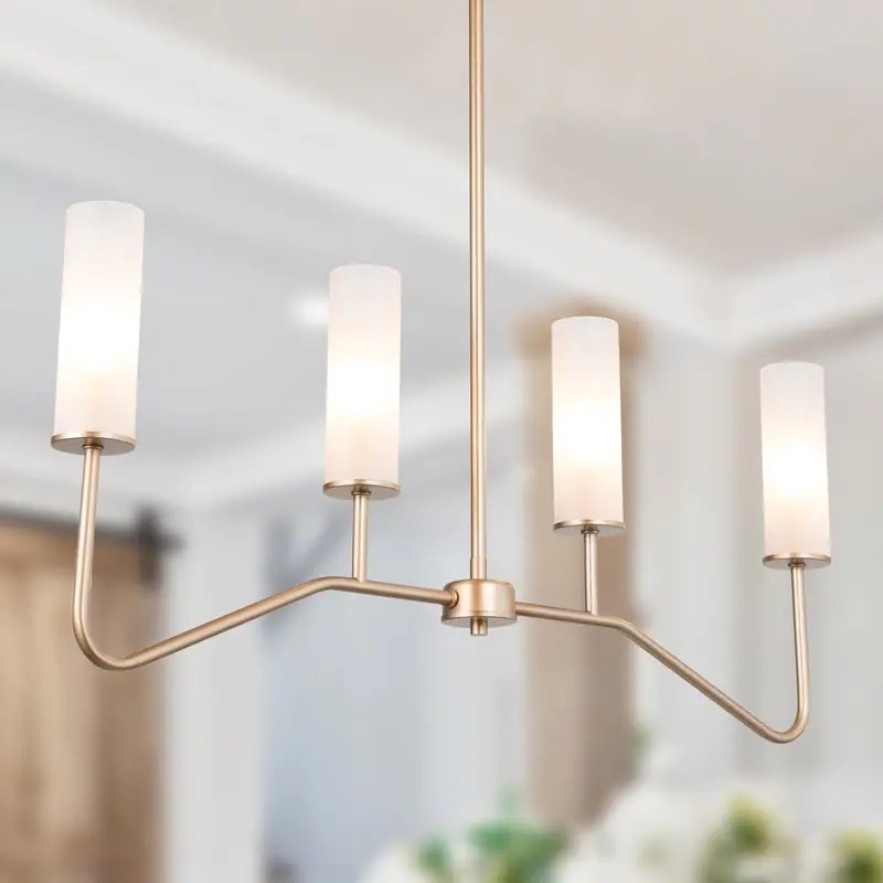 Hanging Candle Chandelier with Linear Design