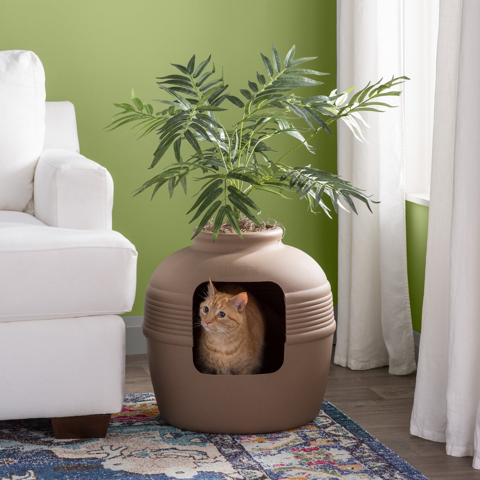 Hidden Cat Litter Box with Decorative Planter 