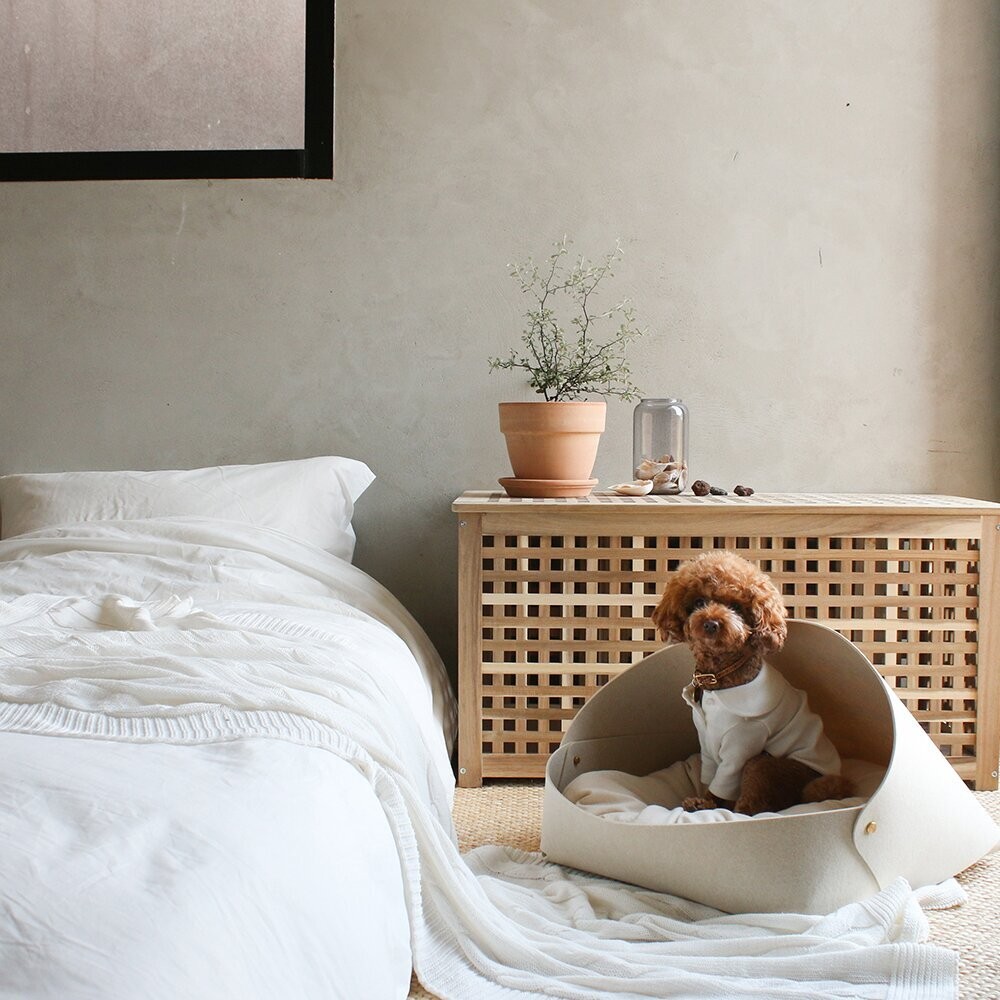 Hooded dog bed house