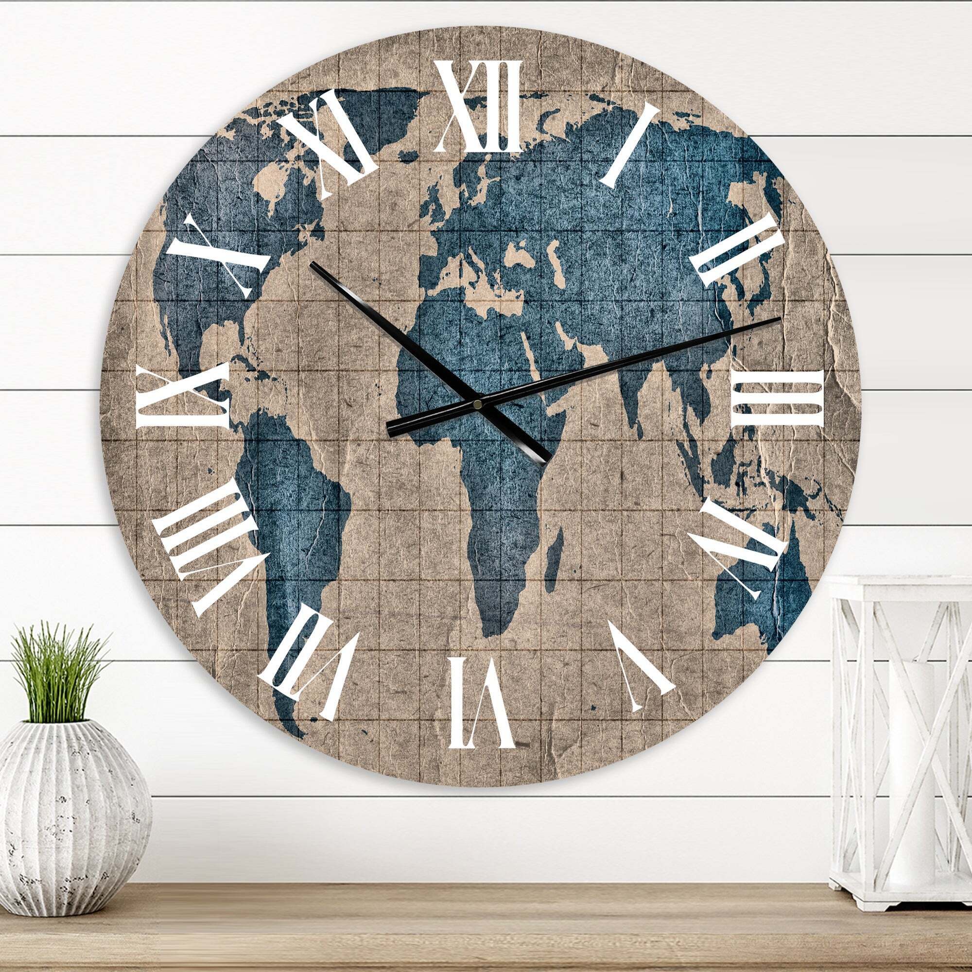 Huge wall clocks inspired by historic antique maps