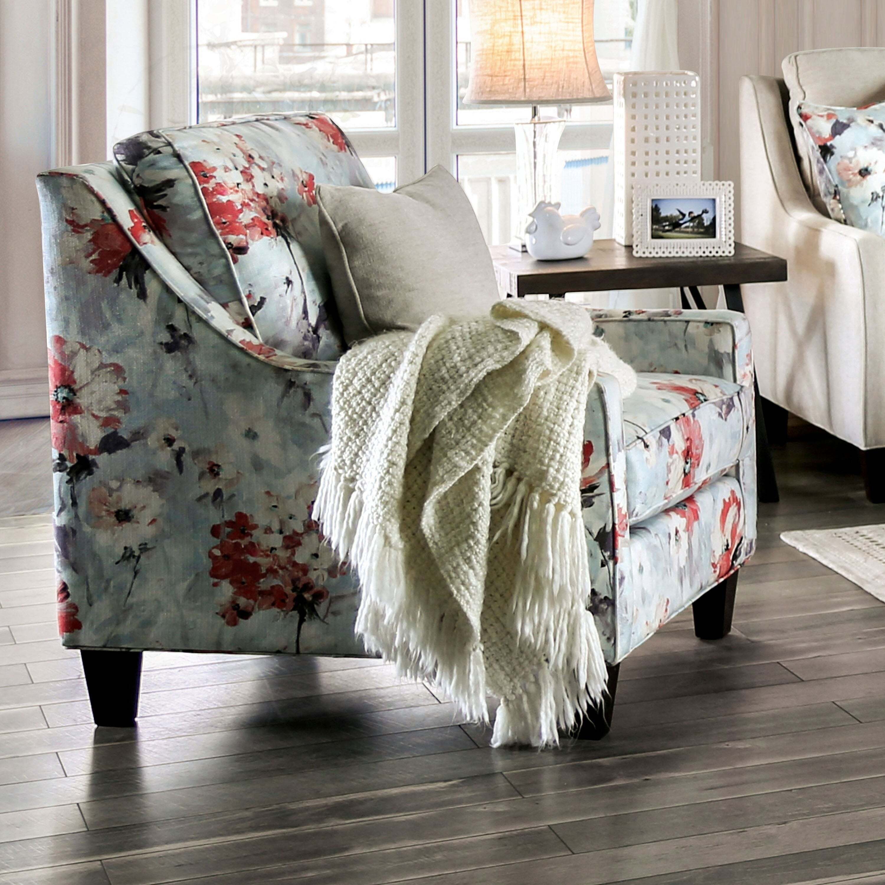 Impressionist Style Floral Accent Club Chair
