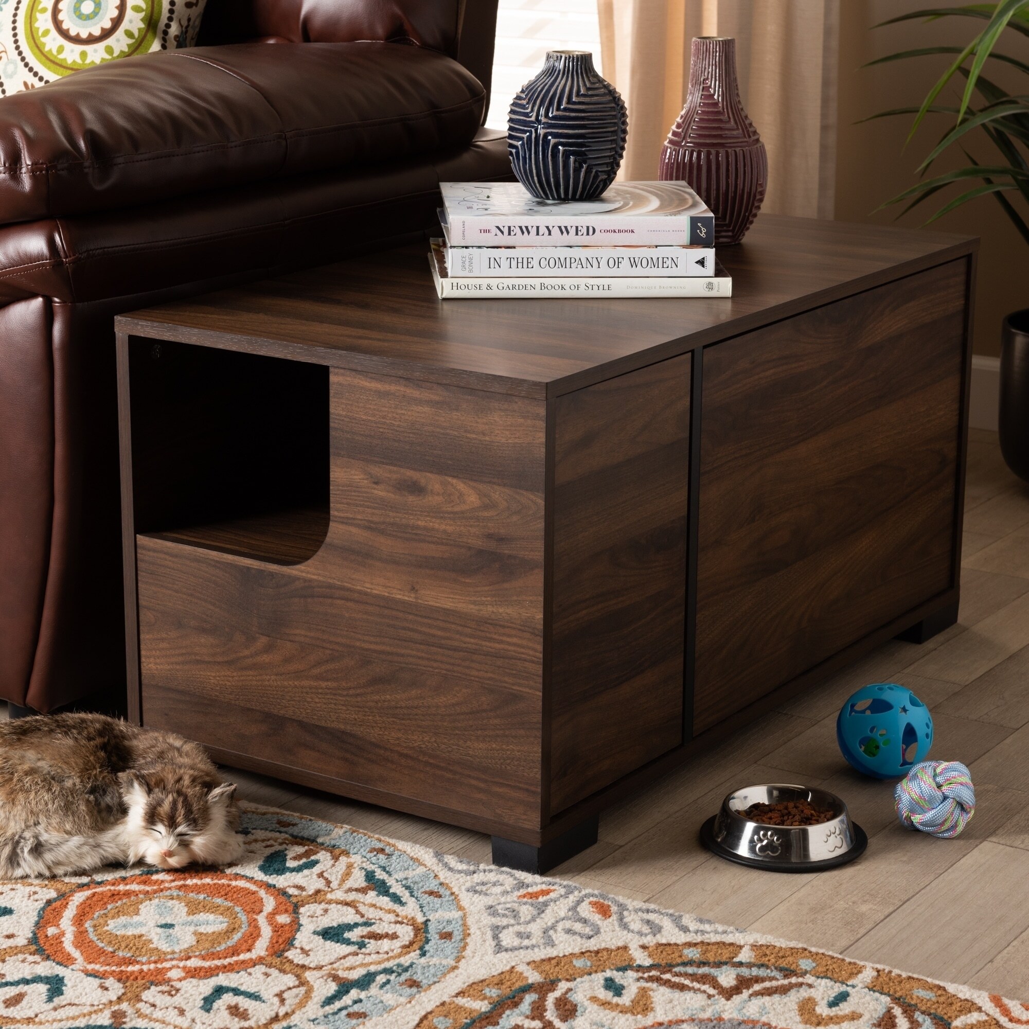 Inconspicuous Cat Litter Box Furniture Side Table