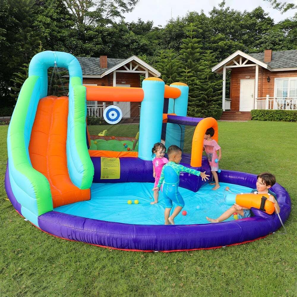 Inflatable bounce house with water slide for kids