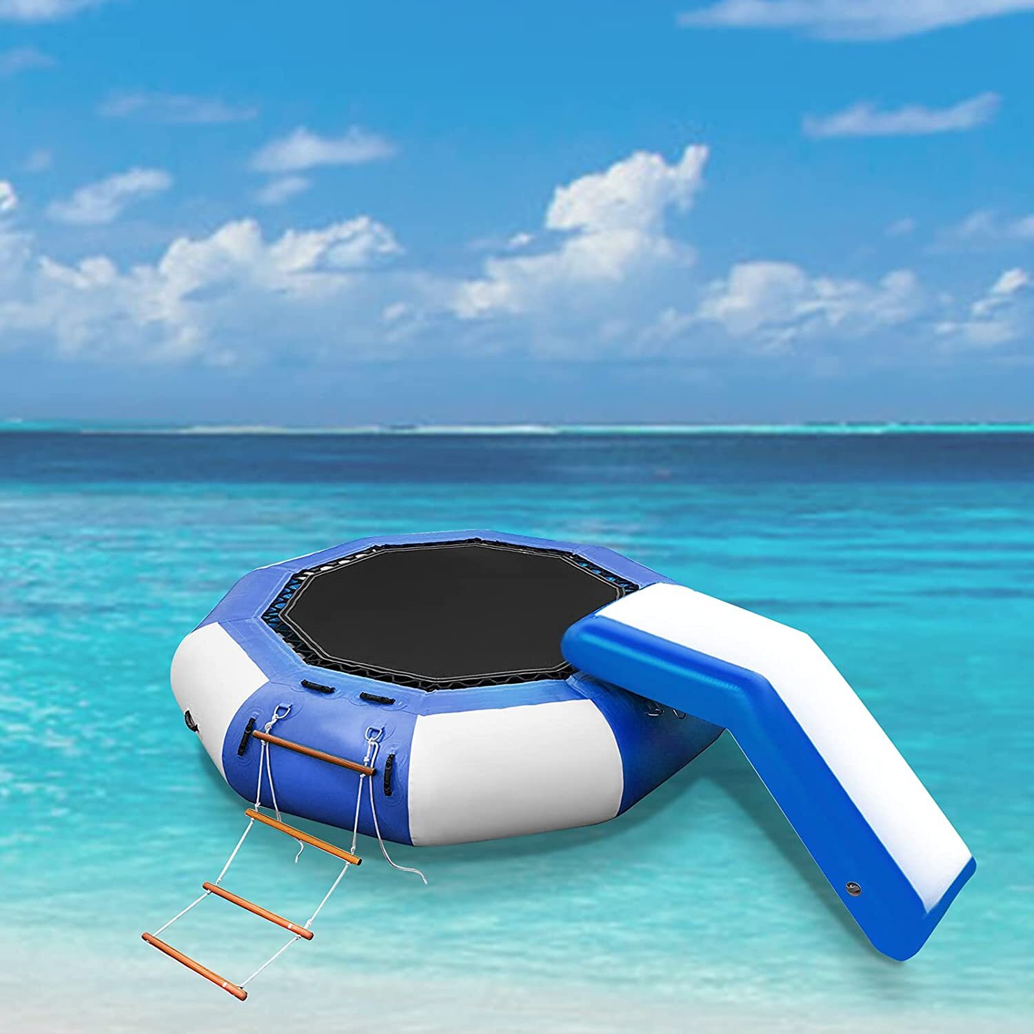 Inflatable Floating Water Slide with Trampoline 