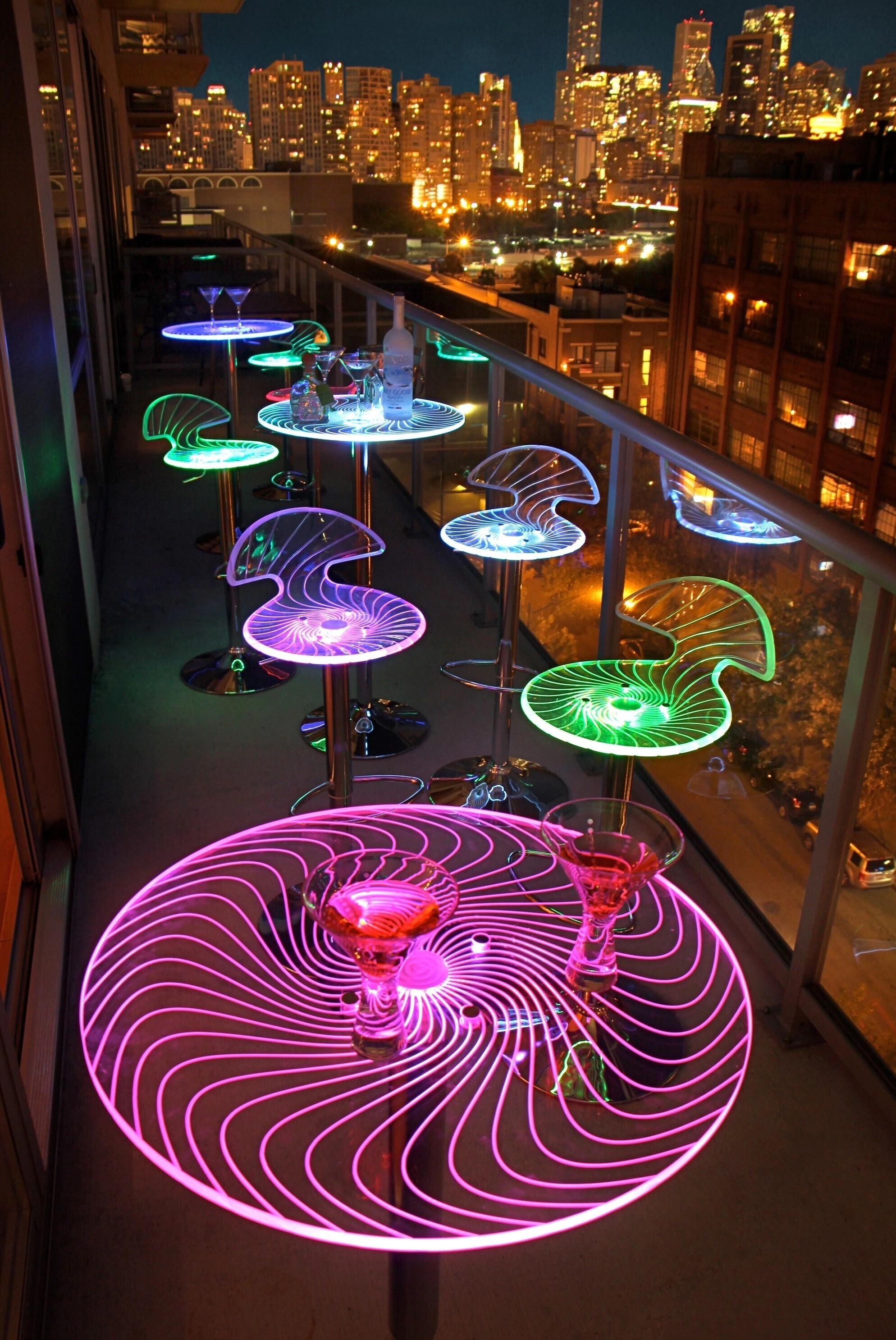 LED Light up Sci fi High Round Dining Table