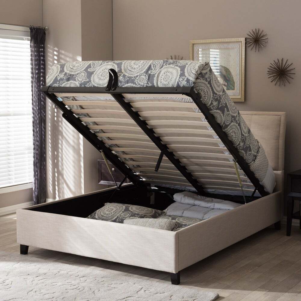 Lift up full platform bed with storage 
