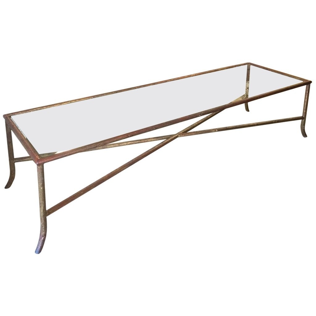 Long narrow bagues style faux bois coffee table at 1stdibs
