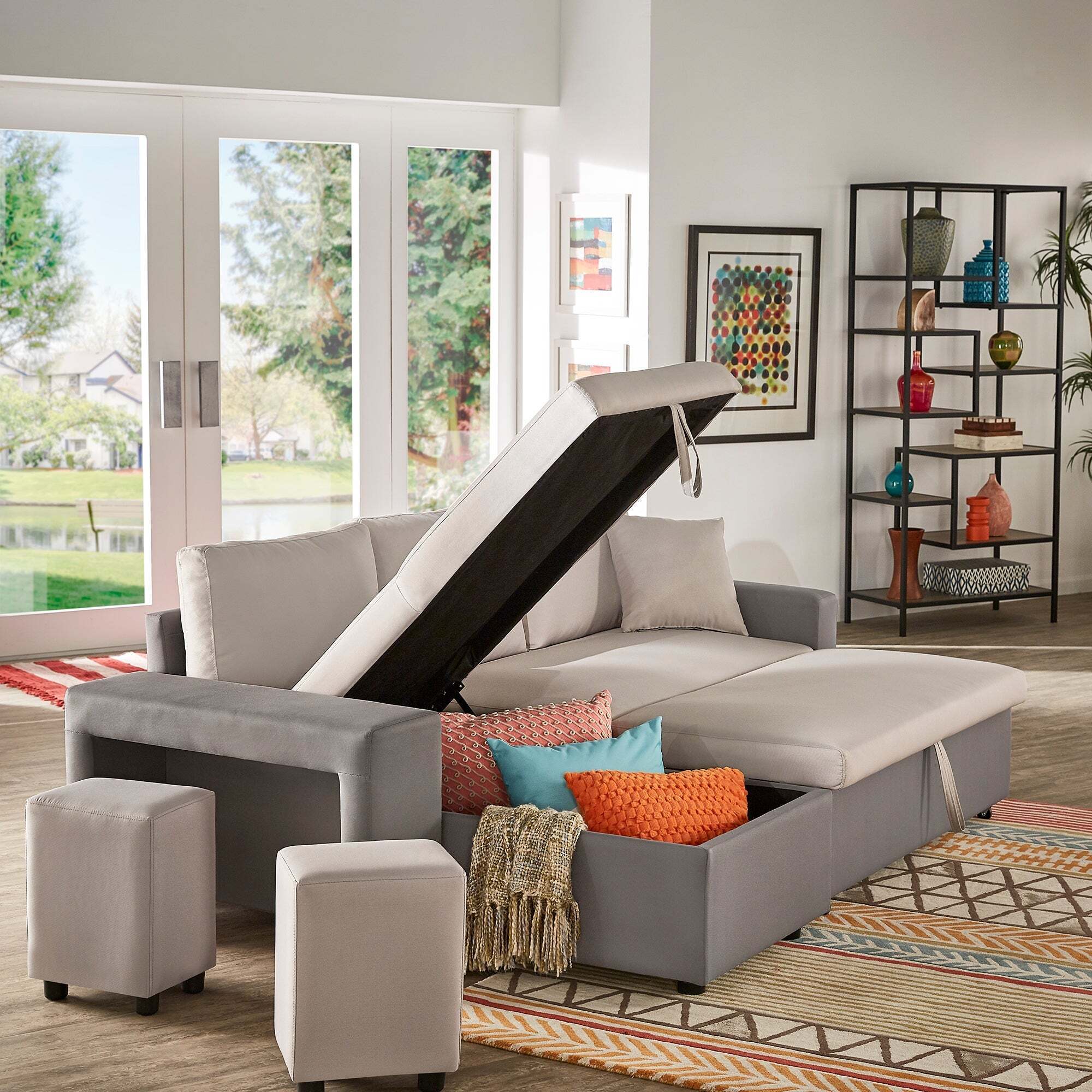 Loveseat with online storage compartment