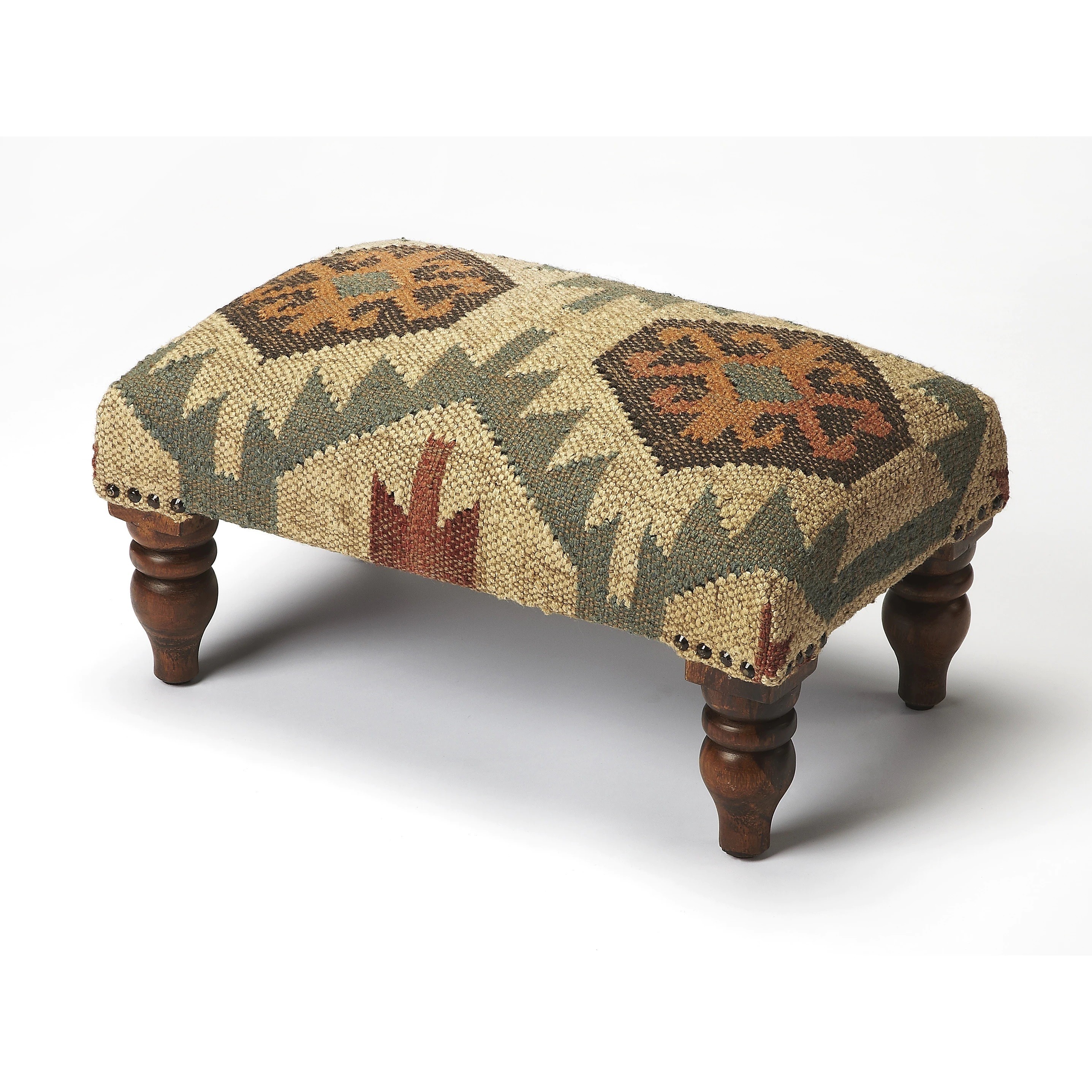 Low footstool in a bold color