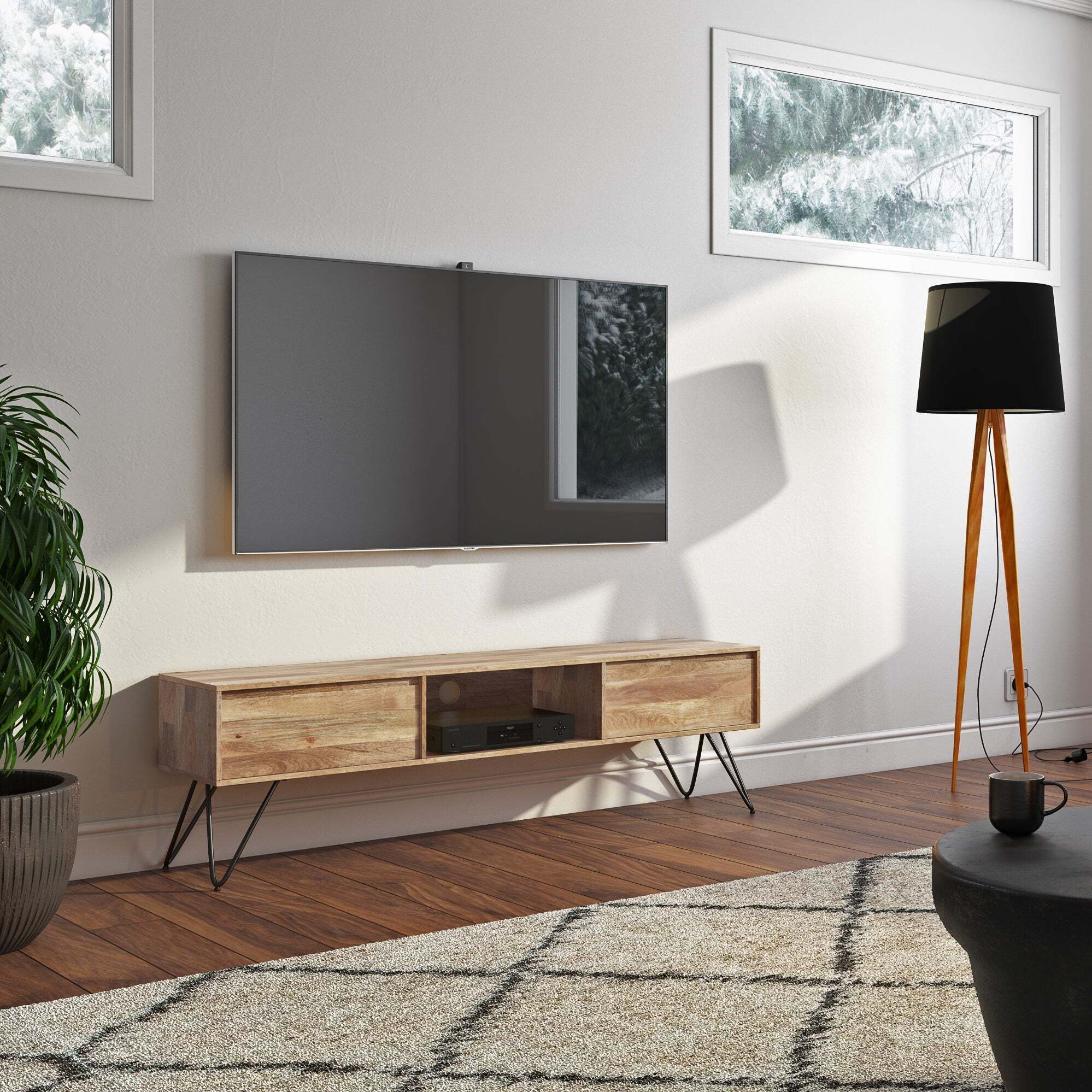 Low profile TV cabinet for small spaces