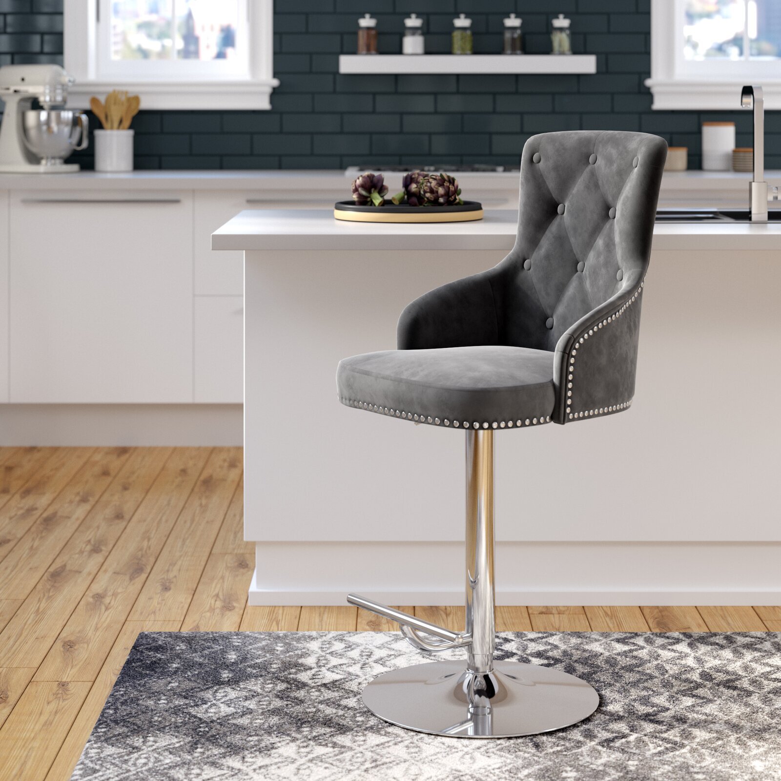 Luxury Bar Stools With Backs and Foot Pedestals