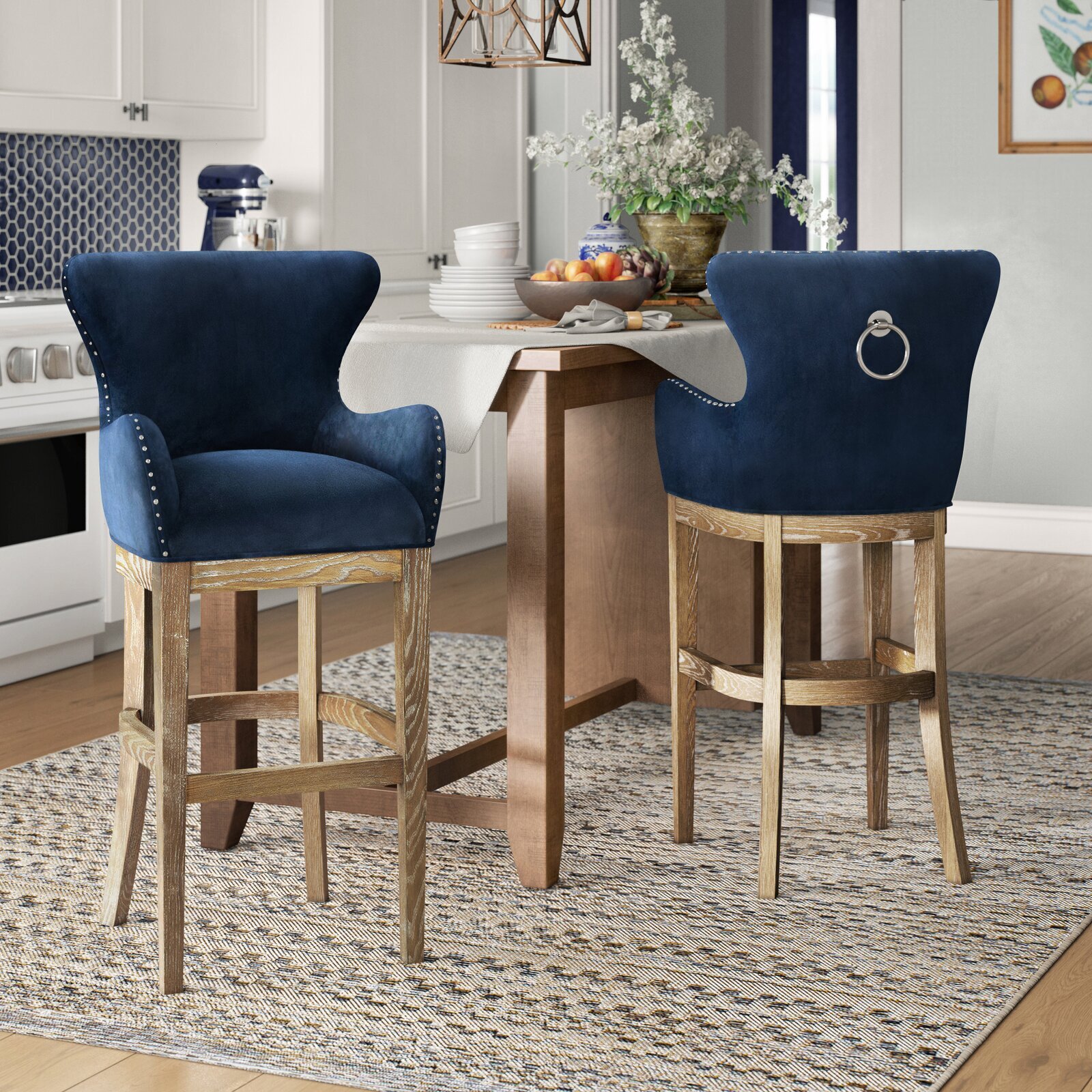 Luxury Counter Height Bar Stools with Wingbacks