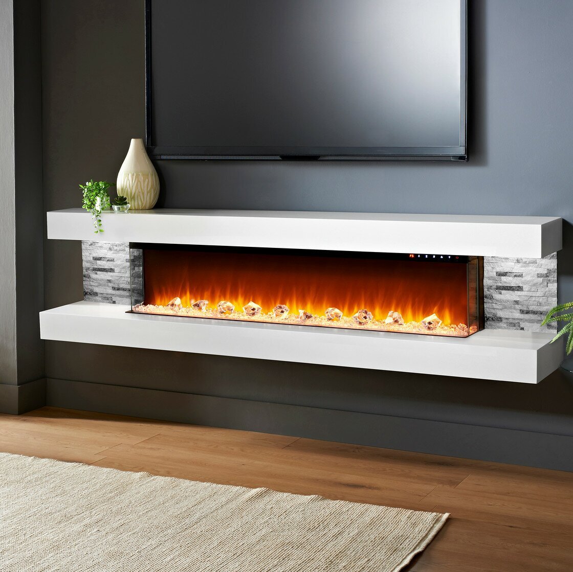 Mahalick Electric Fireplace with Cool Glass Feature