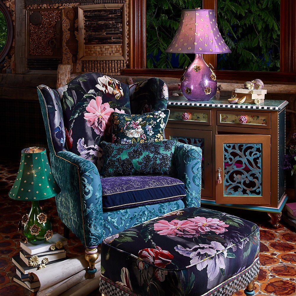 Maximalist Floral Wingback Chair