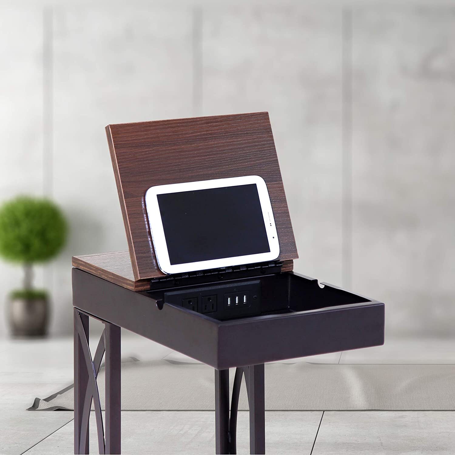 Metal TV Tray with an In Built Charging Station