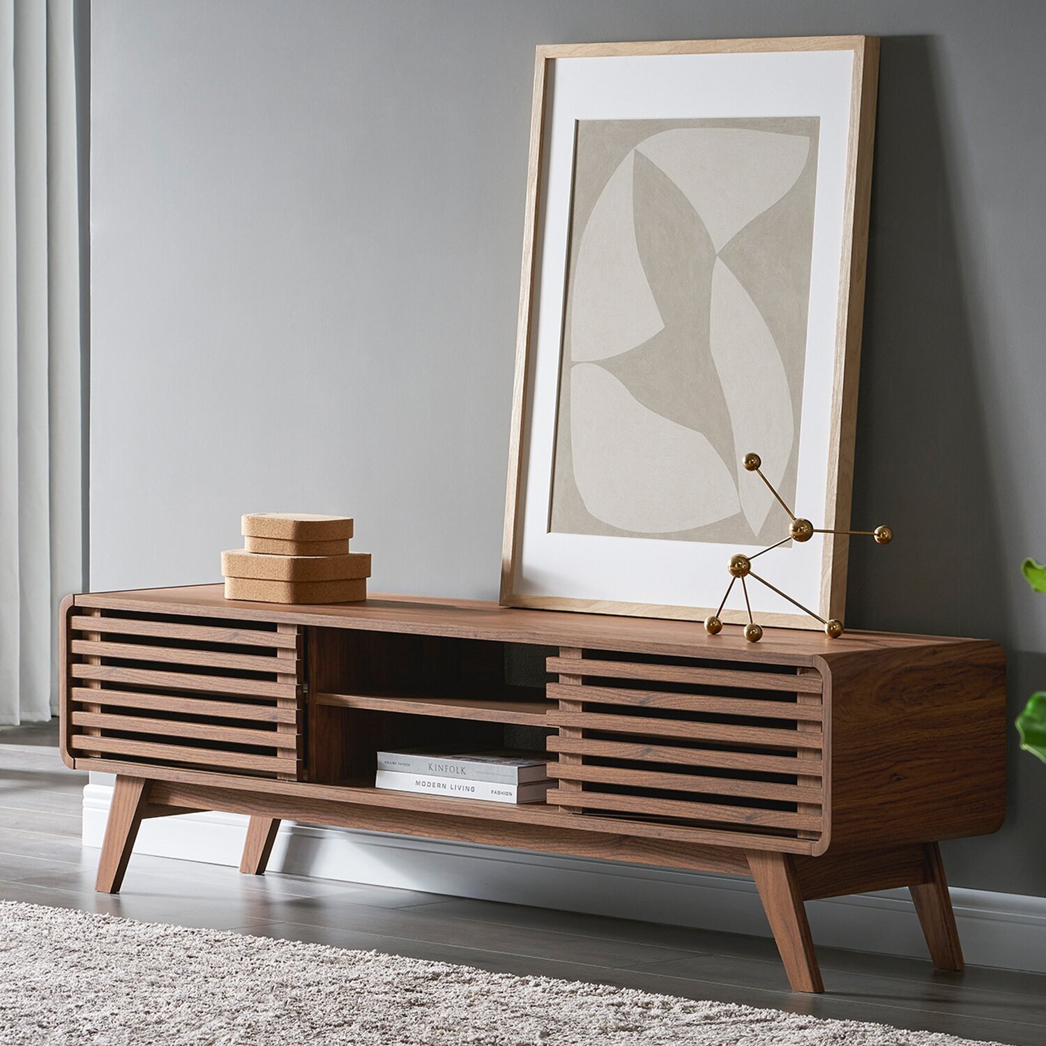 Mid century modern low tv stand