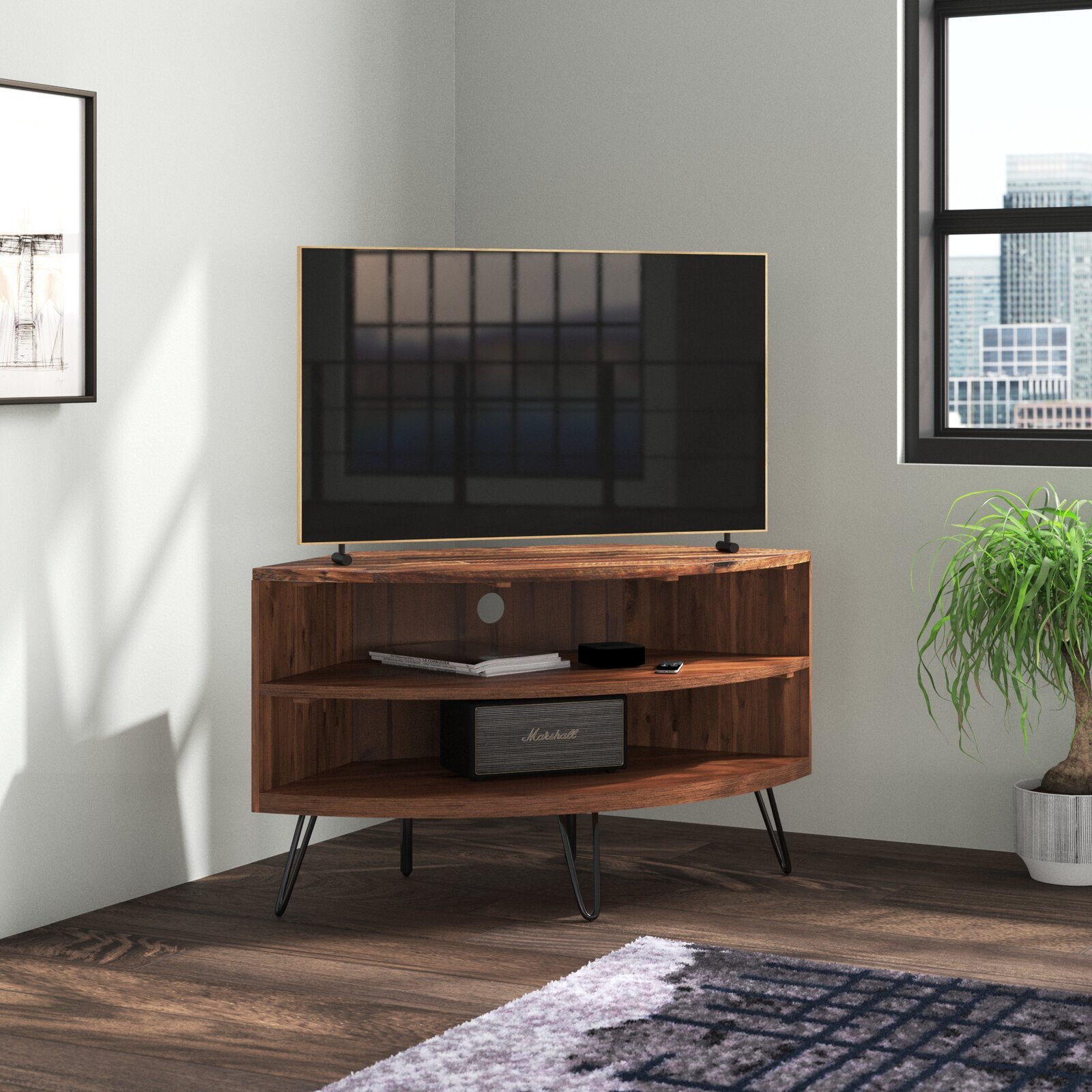 Mid century modern TV corner design