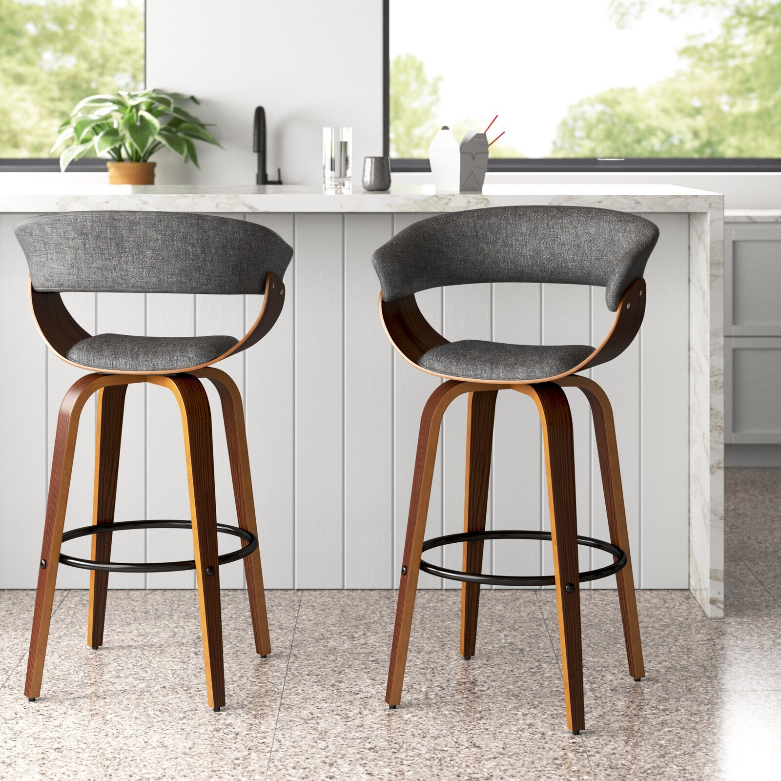 Minimalist padded bar stools with arms