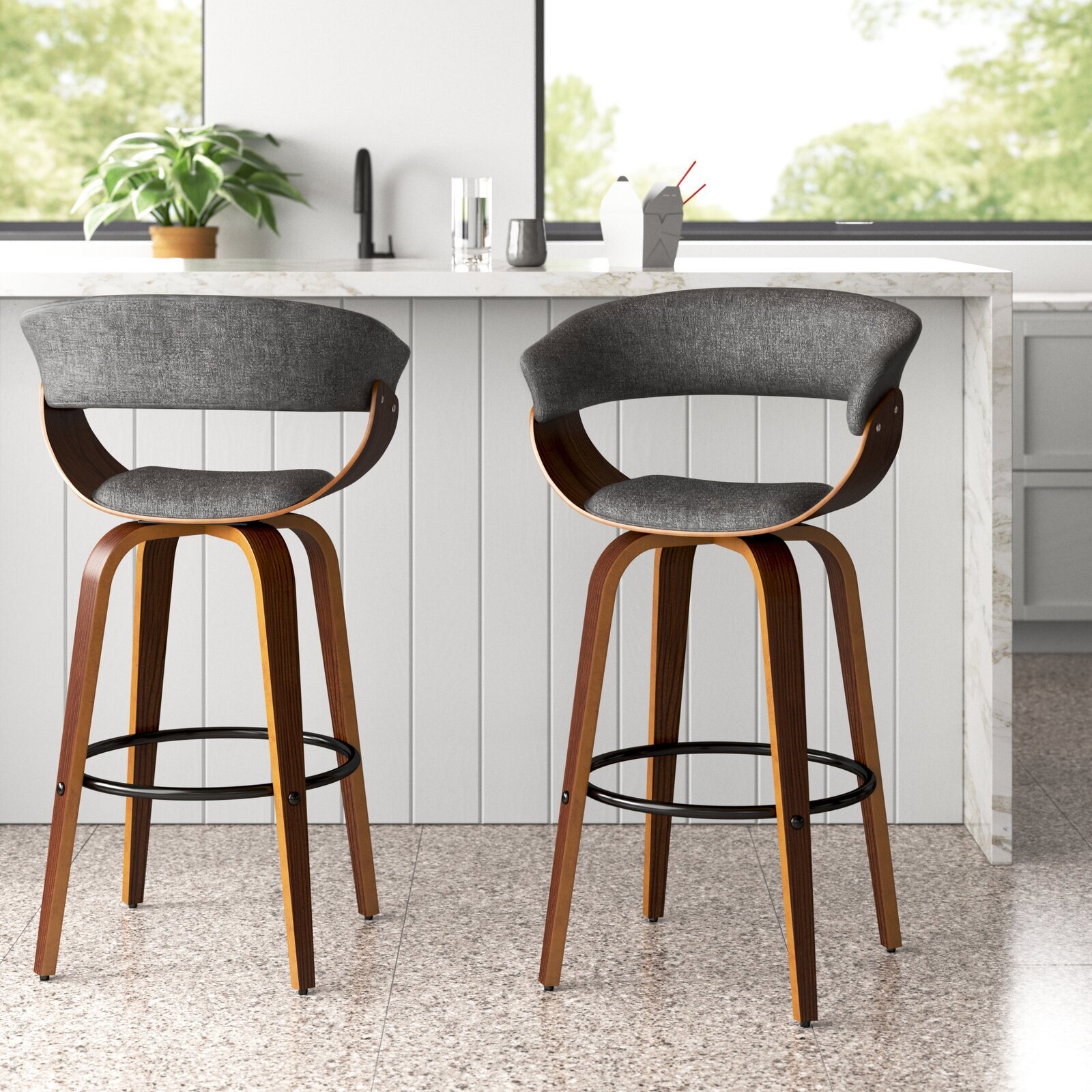 Minimalist Padded Bar Stools With Arms 