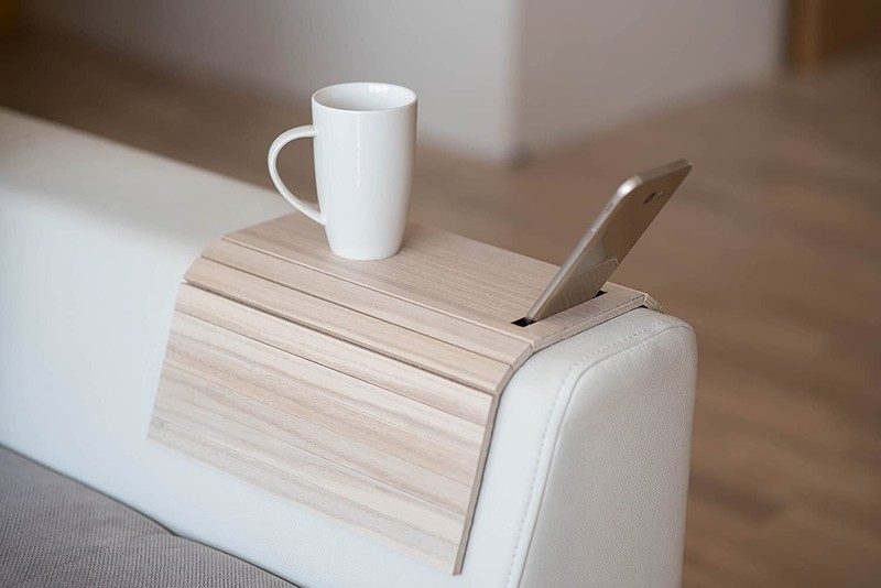 Minimalist wooden armrest tray for your essentials