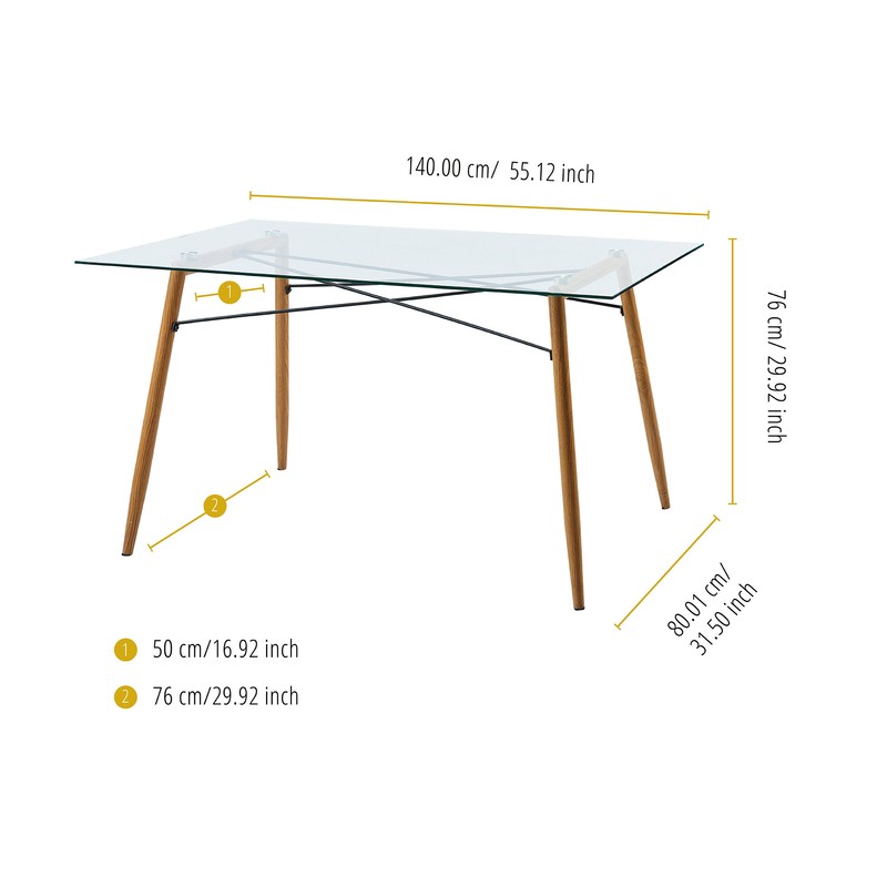 Minimalist wooden dining table designs with glass top