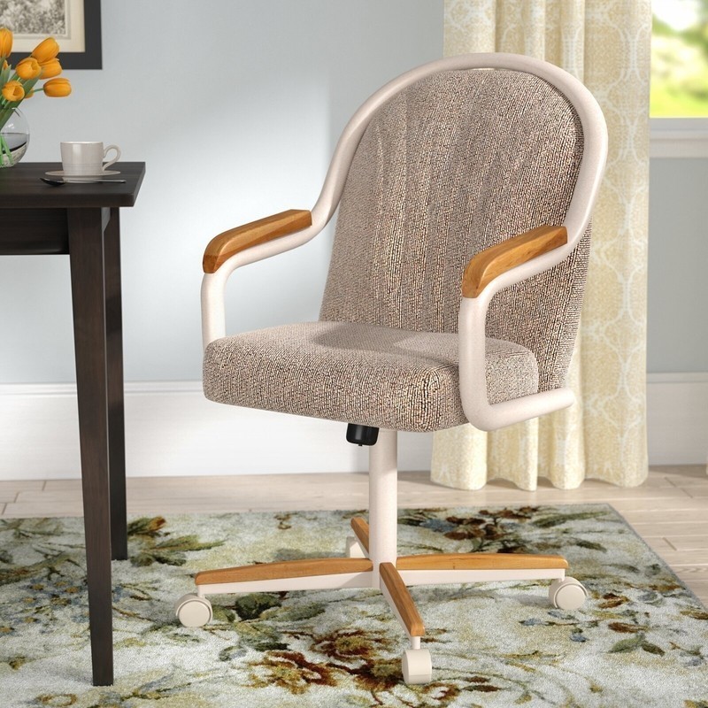 Dining chairs with wheels best sale and arms