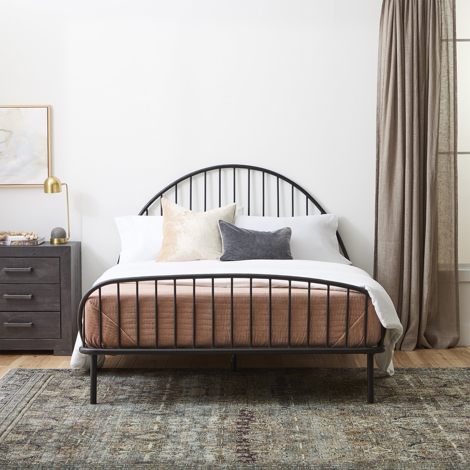Modern Arched Wrought Iron King Bed