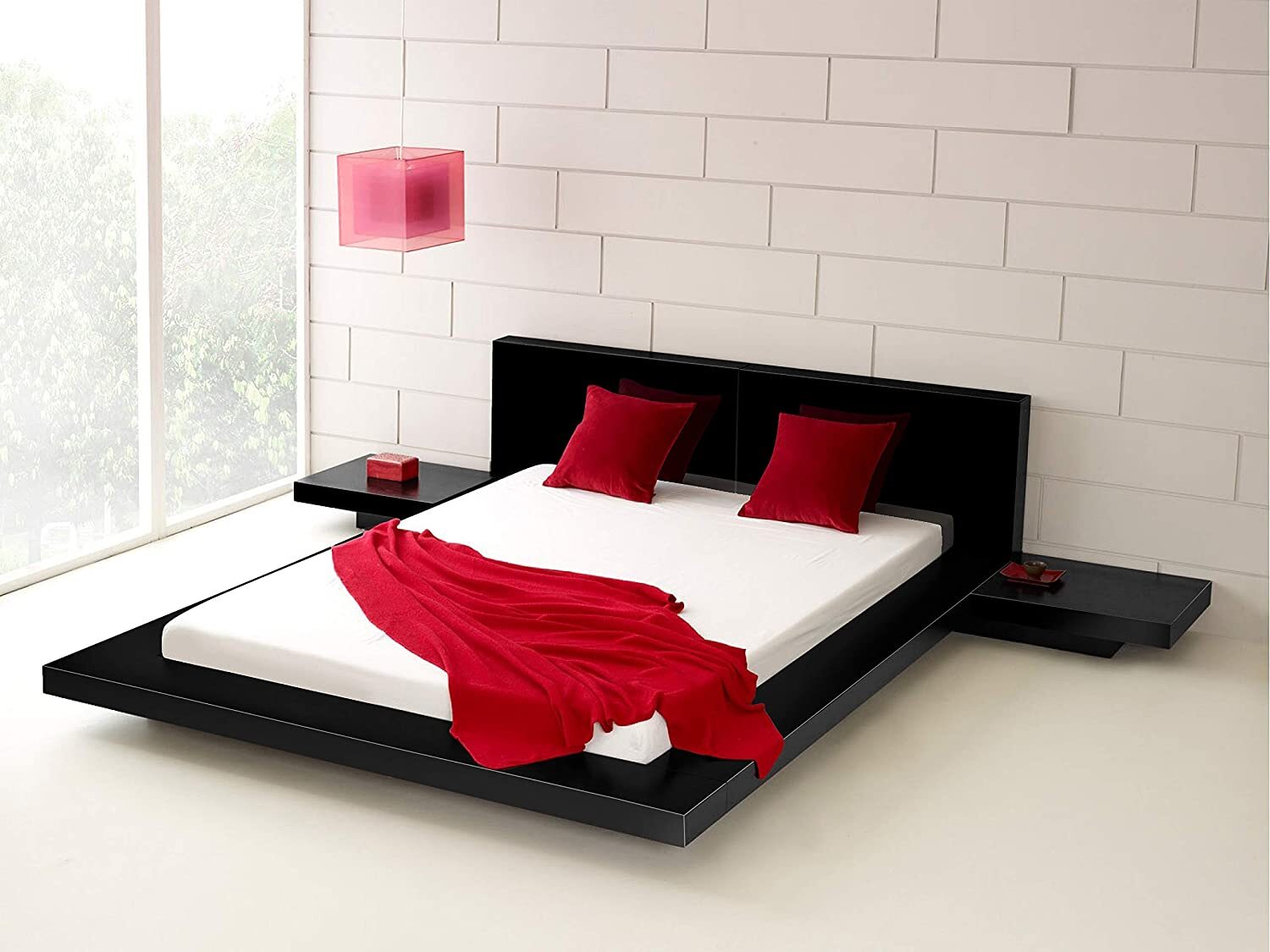 Modern Black Glossy Japanese Platform Bed