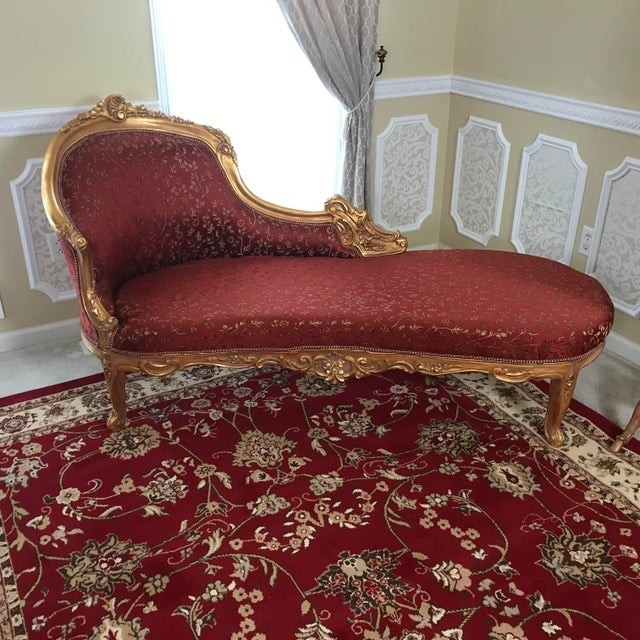 Modern burgundy chaise lounge chairish 2