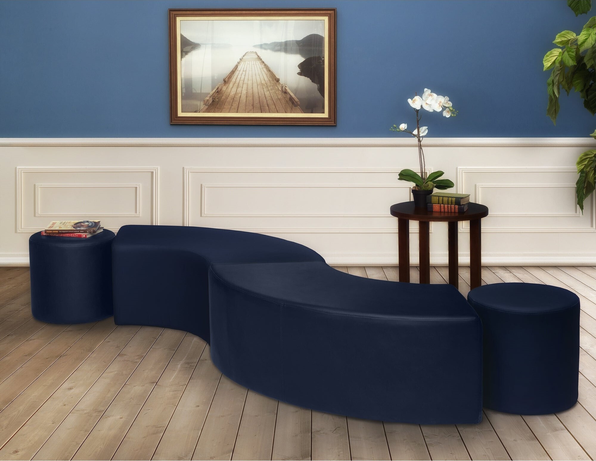 Modern Chic With Ottomans for Your Small Curved Sofa