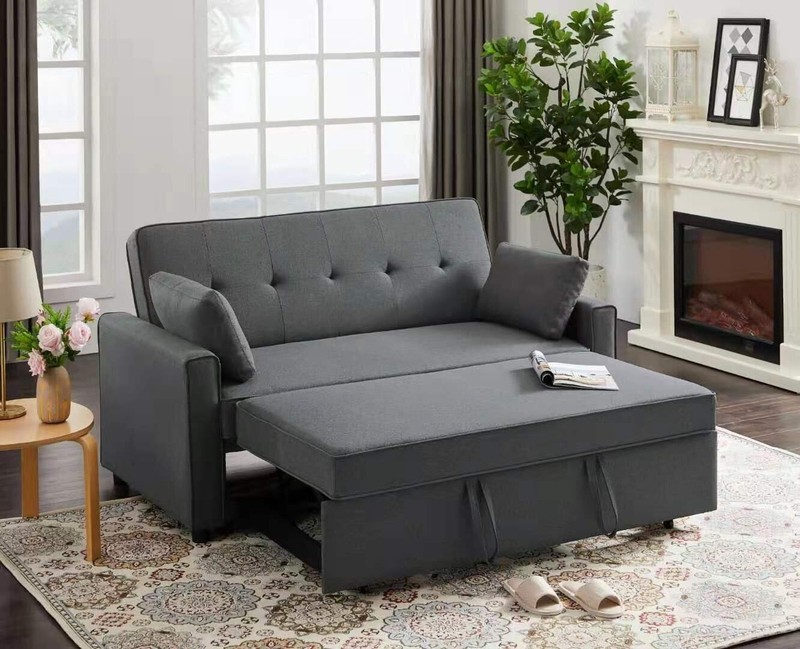 Modern Dark Gray Full Convertible Chair Bed