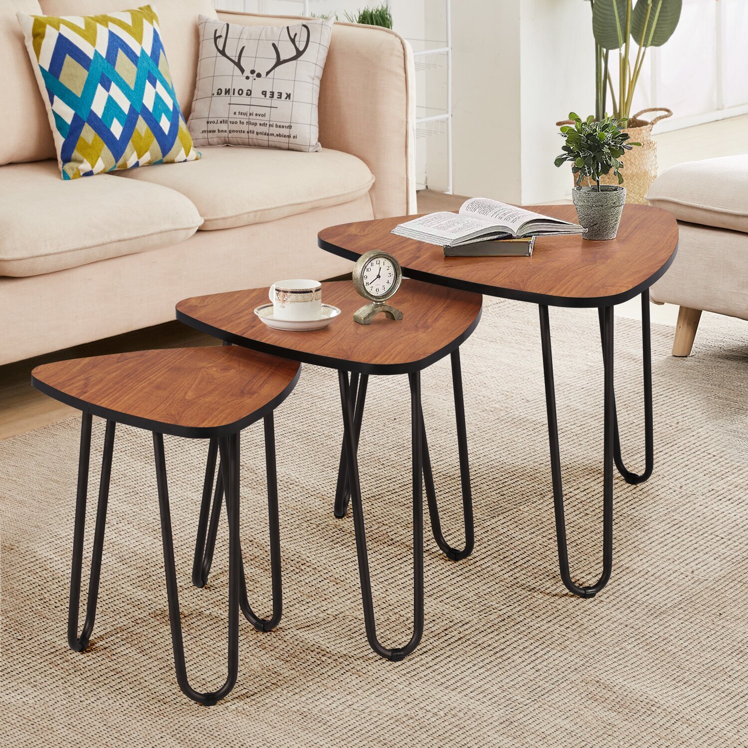Modern stacked style coffee table with seats 
