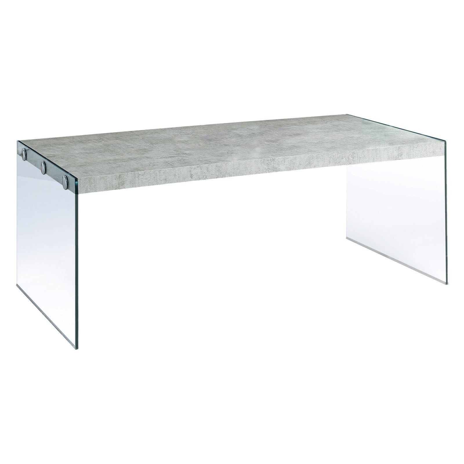Monarch gray cement with tempered glass coffee table