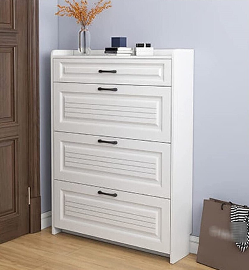 Narrow entryway shoe cabinet with drawers
