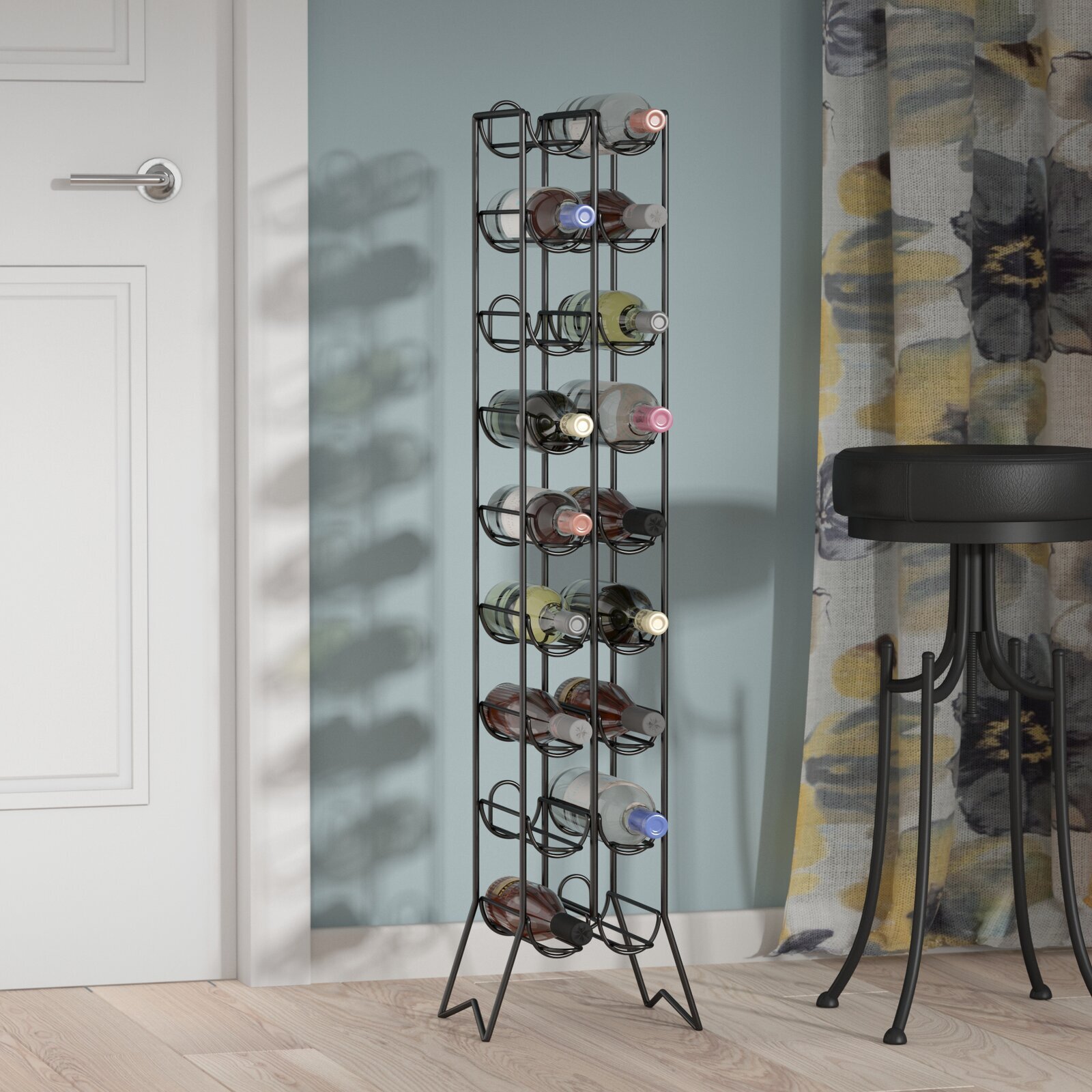 Freestanding Wine Rack per armadi metallici spazzolato geometrica Bottle Holder Progettata per controsoffitto della cucina Bar 