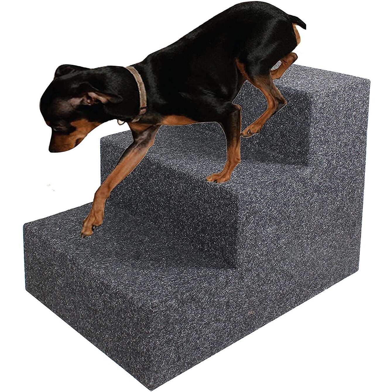 Neutral or monochrome dog steps for high bed 