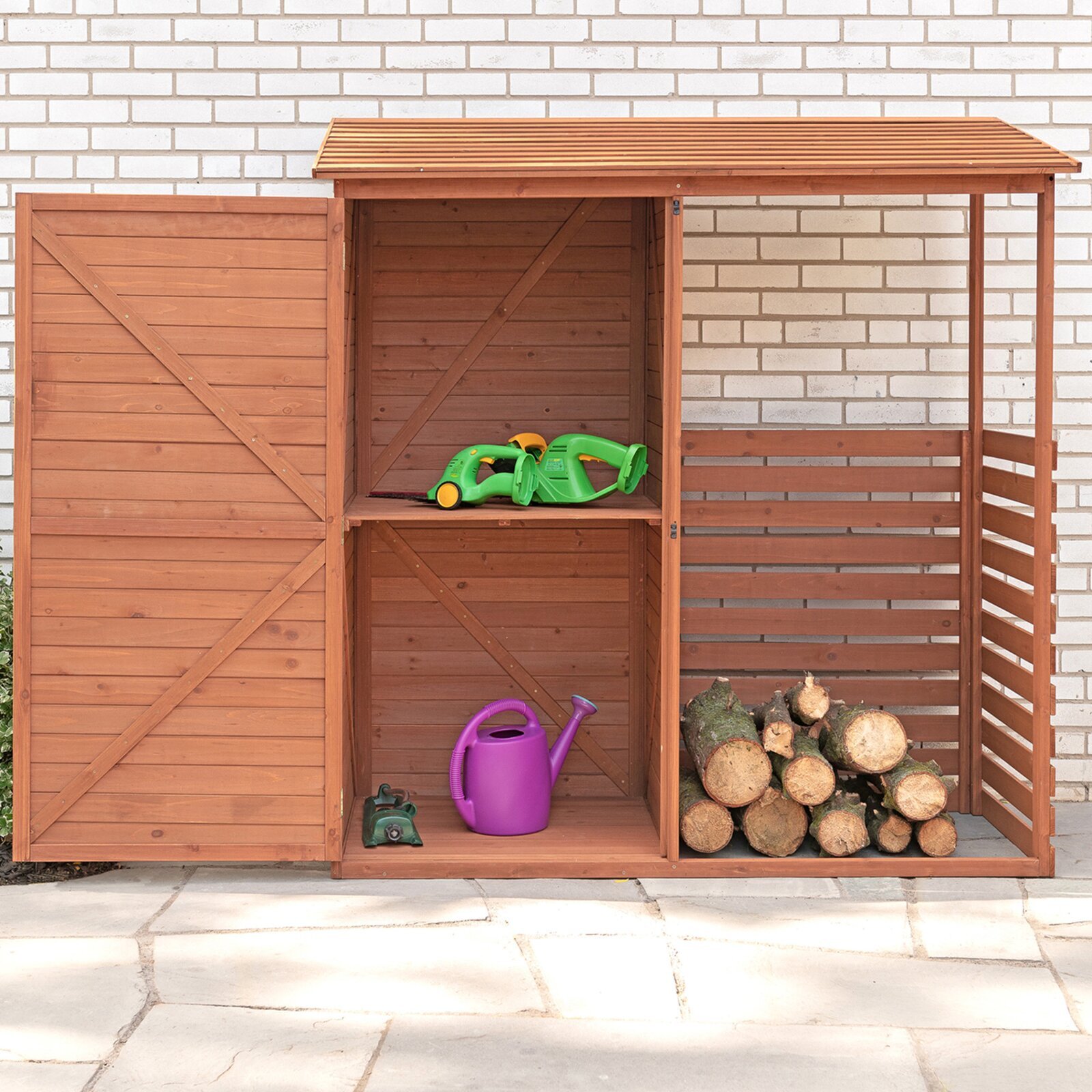 Outdoor Storage Box for Wood With Lockable Storage