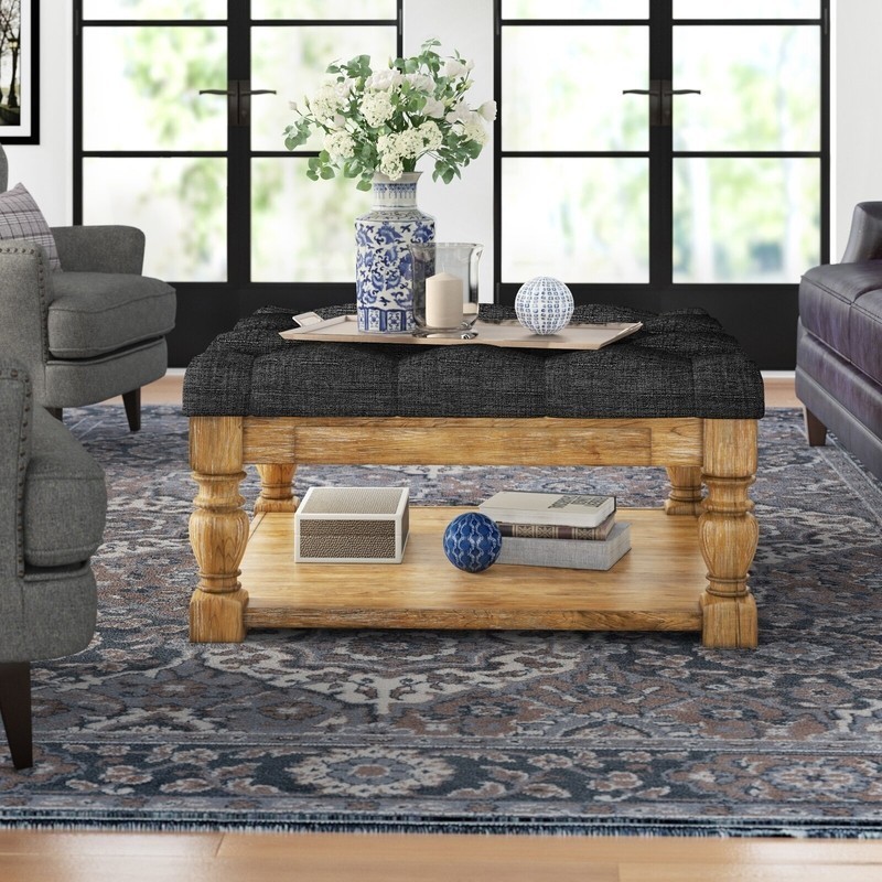 Oversized ottoman coffee table with bottom shelf