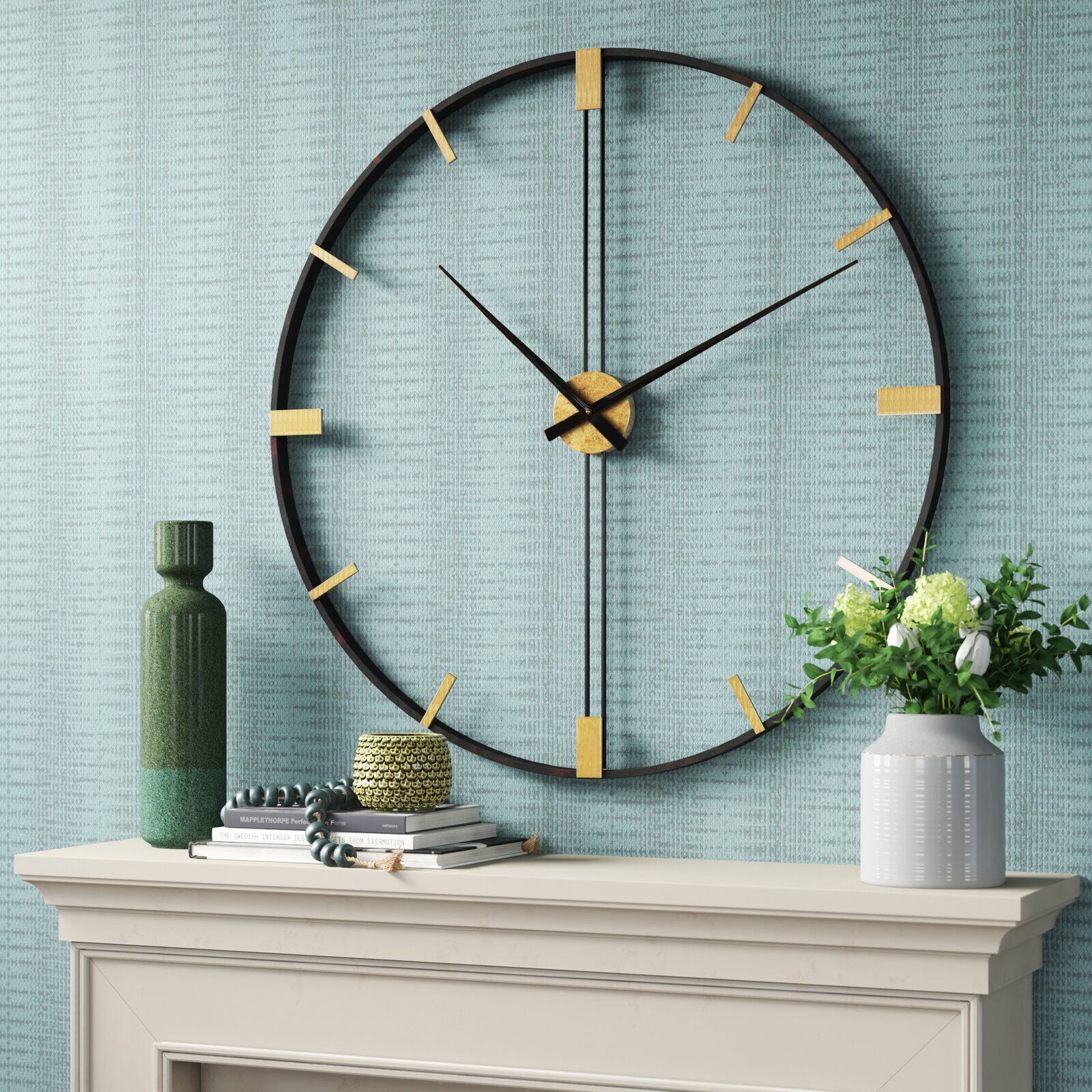 Unique Wood Wall And Desk Clock in Light Green and Warm White
