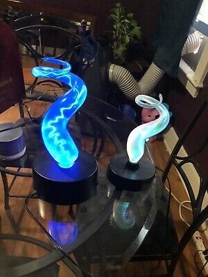 Plasma electric sculptured electra blue art glass lamp 1