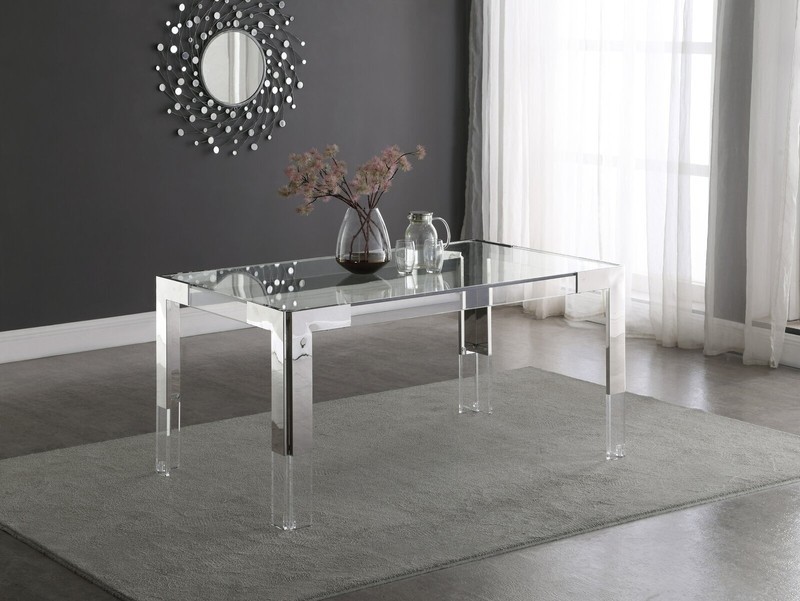 Polished Chrome and Glass Dining Table