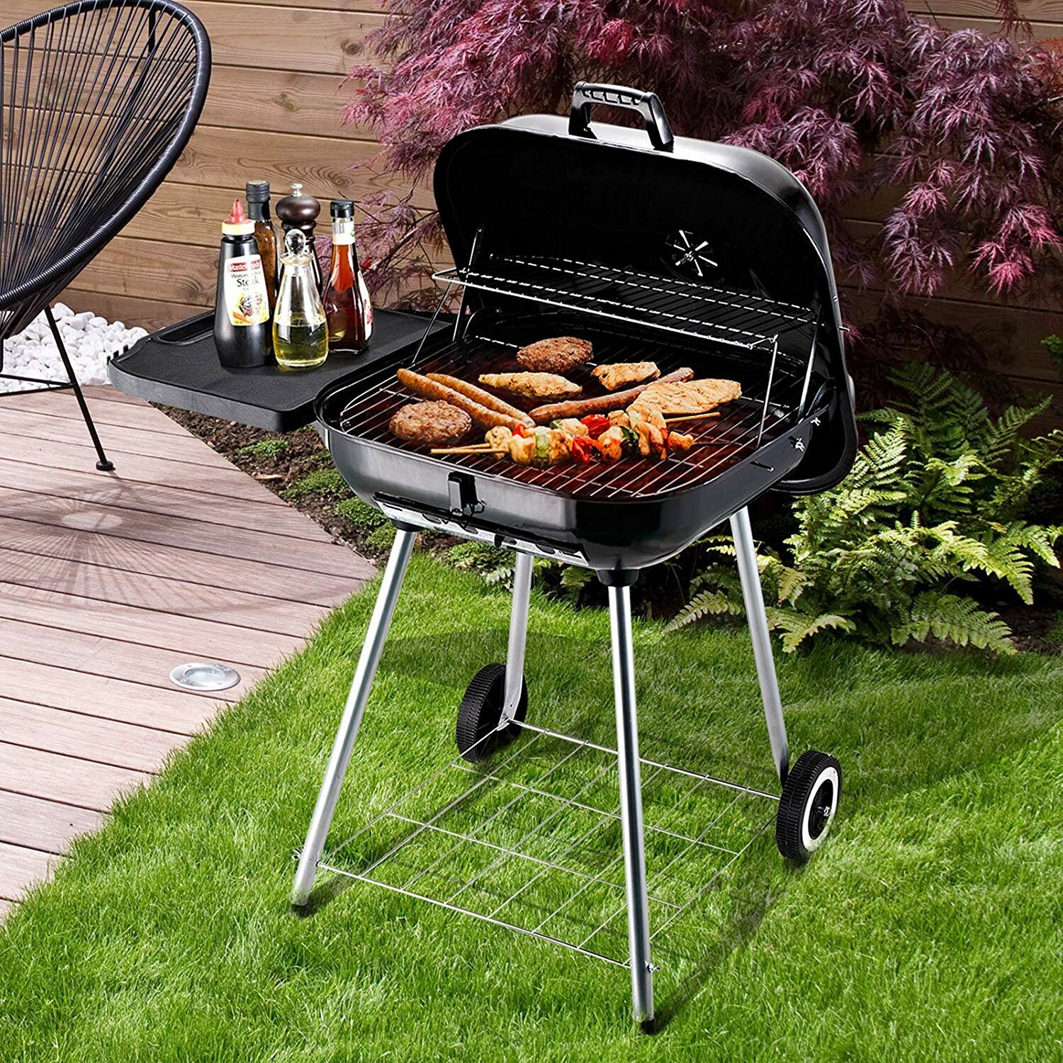 Portable Compact Camping Grill with Side Tray