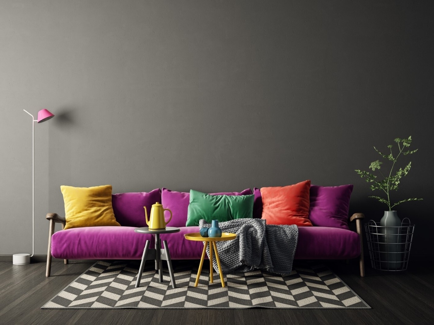 Purple and yellow room