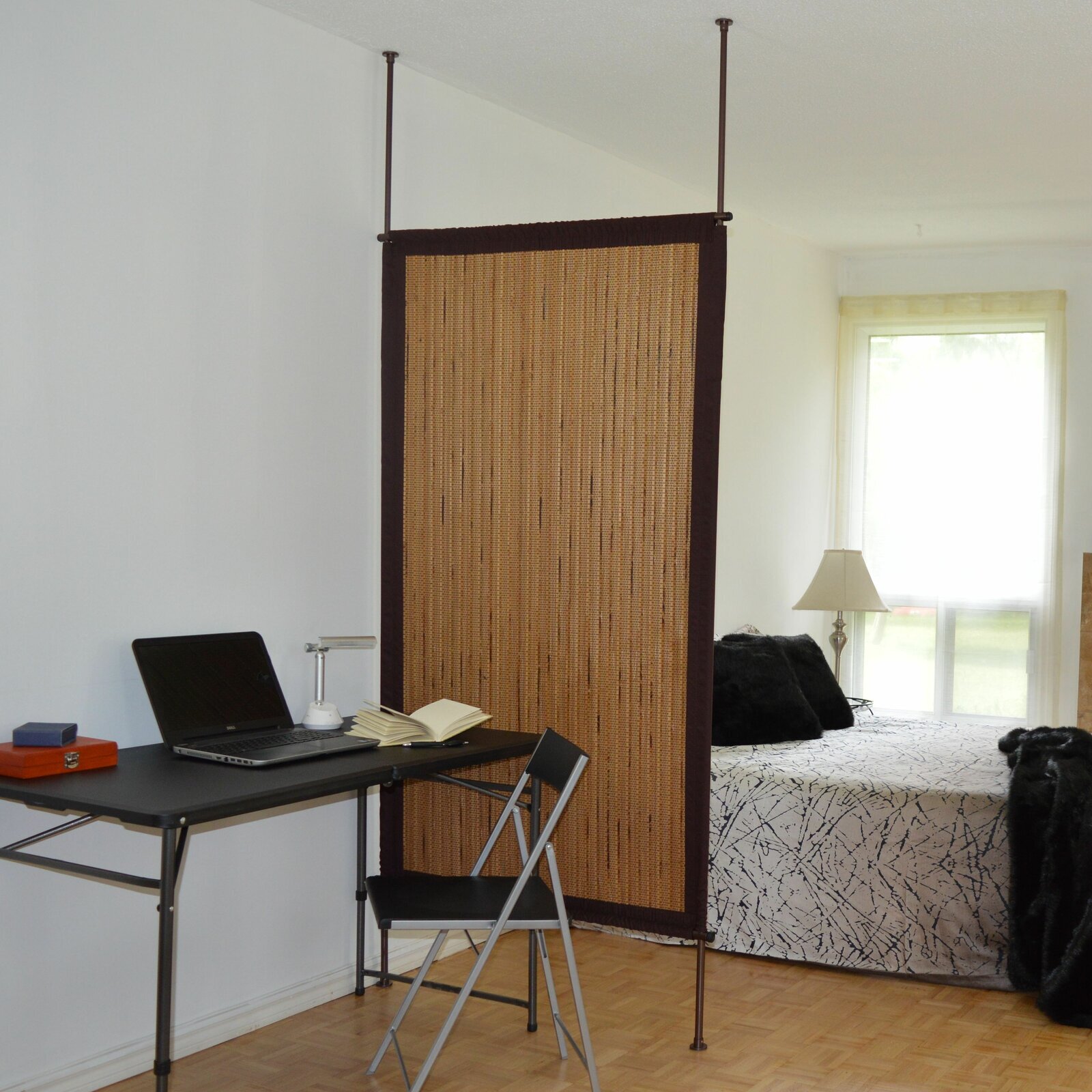 Rattan One Panel Room Divider with Tension Rods
