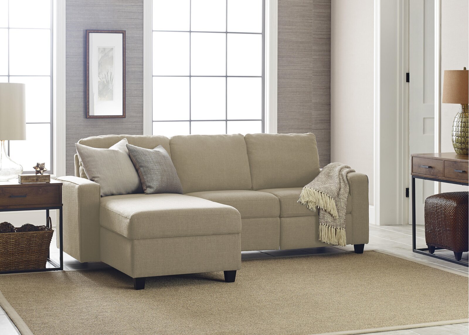 Reclining Sofa and Chaise With Storage