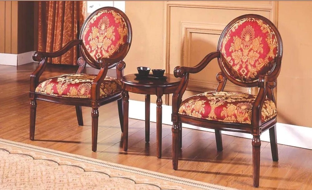 Red and Gold French Style Armchairs