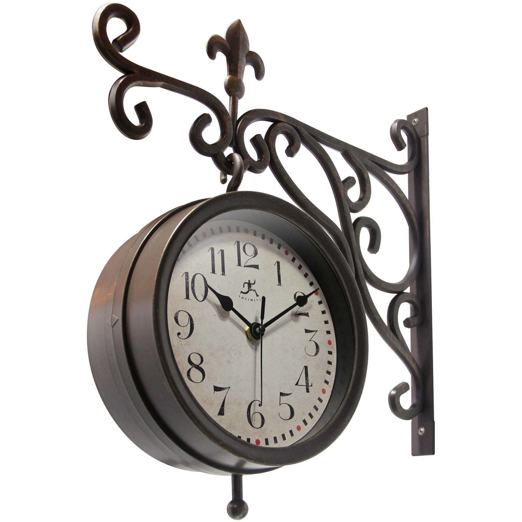 Double Sided Bracket Wall Clock Thermometer Humidity Outdoor Garden Station NEW 