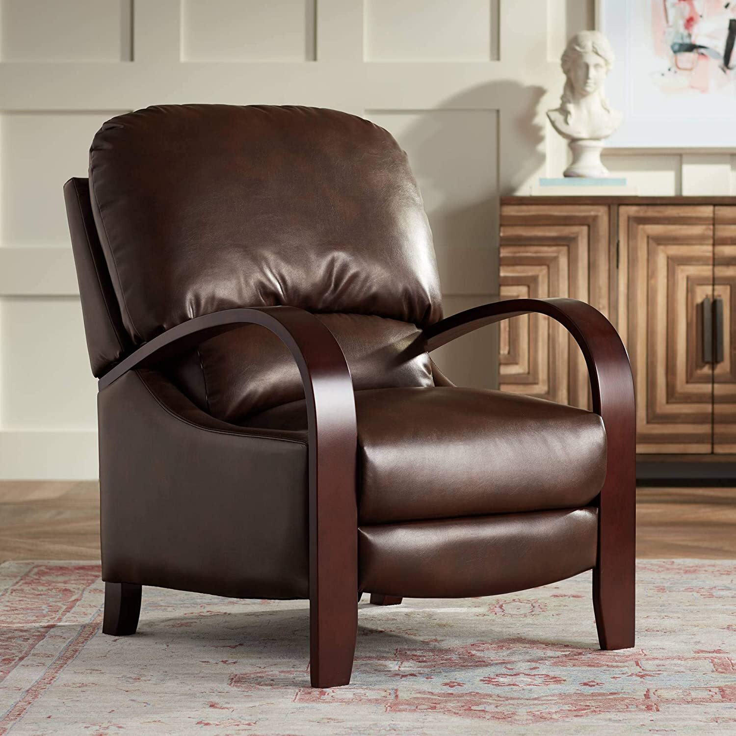 Retro Faux Leather Mission Style Recliner 